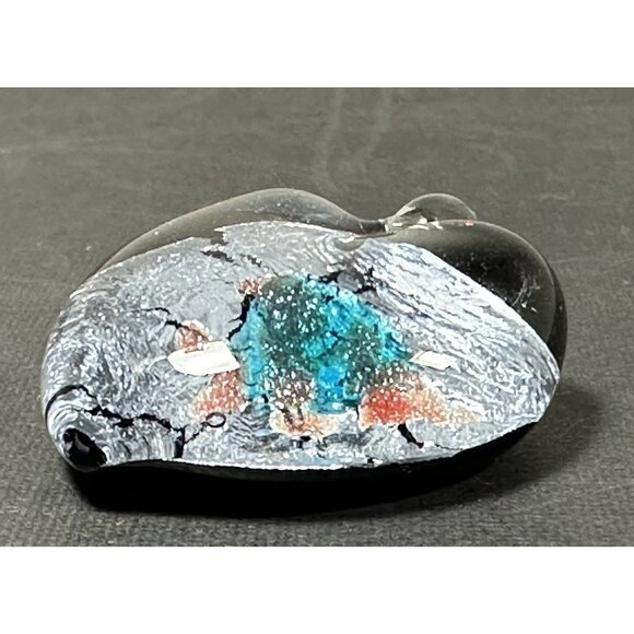 Art Glass Heart Pendant On Cord Dichroic Handcrafted Fused Lampwork 1.5” - Picture 8 of 16